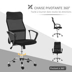 Lot de 2 fauteuils de bureau manager dossier ergonomique hauteur assise réglable pivotant tissu maille noir-4