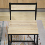 Ensemble Table et chaises de Salle à manger Set de 1 Table + 2 chaises encastrables pour Cuisine - métal Noir Aspect chêne Clair-8