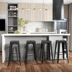 Lot de 4 tabourets de Bar Empilable Chaise de Bar Industriel avec Repose-Pied Hauteur d'Assise 76 cm, cadre en métal, style rétro, pour salle à manger, balcon, bistrot ou bar, Noir-1