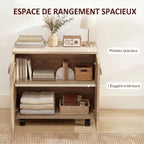 Meuble de Rangement Buffet bas sur roulettes avec 2 Portes étagère Interne 60 x 35 x 65 cm bois naturel-3