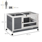 Clapier en bois cage à lapin villa pour lapin avec plateau coulissant, porte verrouillable, dessus ouvrable gris-2