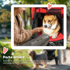 Poussette pour chien chariot pliable 3 roues tout-terrain EVA 12" auvent ajustable 2 laisses 109,5x57,5x106,5cm rouge-7