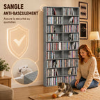 Rangements pour CD et DVD 18 compartiments capacité max. 640 CD/360 DVD 430 Blu-ray 78,5 x 24 x 175 cm gris clair-5