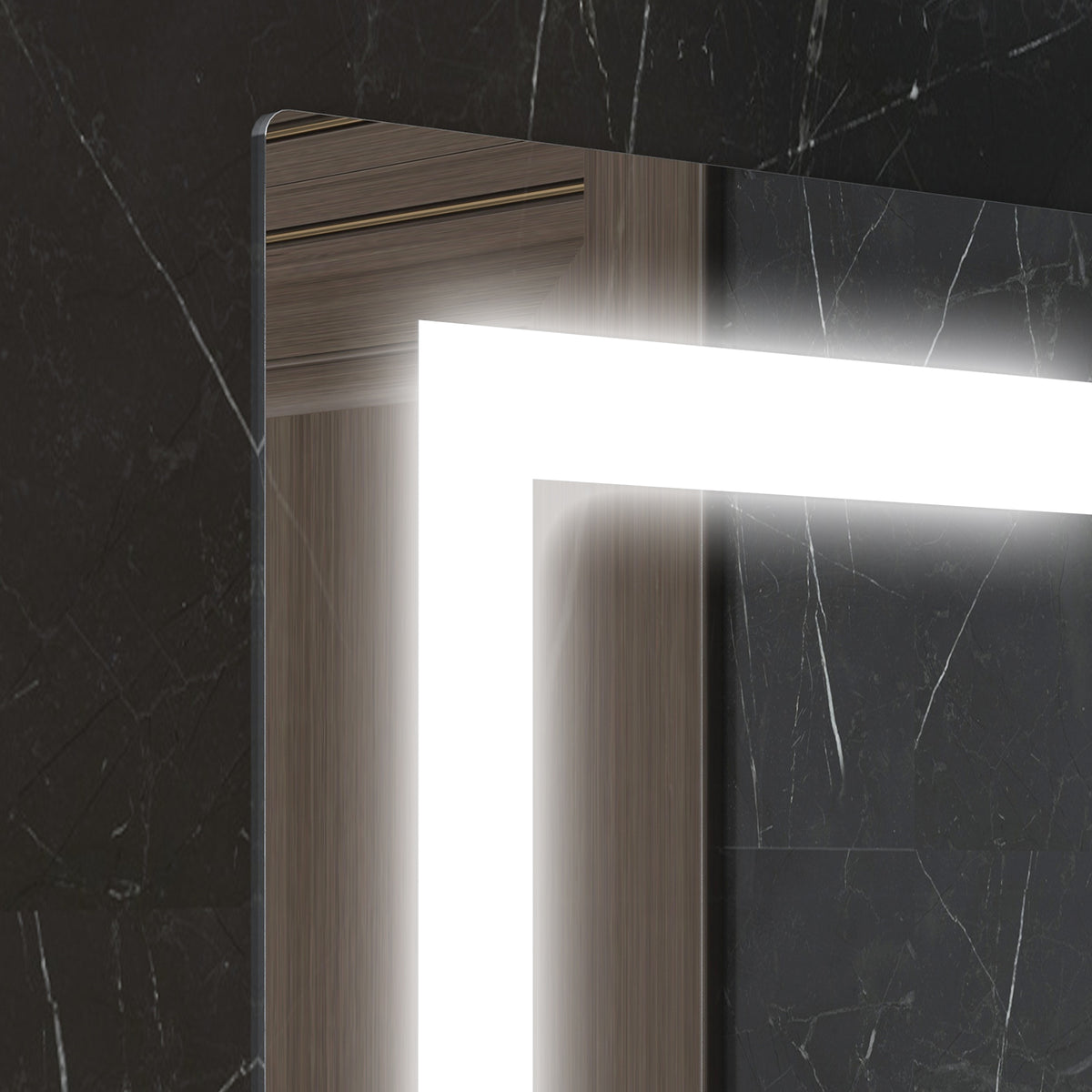 Miroir lumineux LED mural de salle de bain avec étagère intégrée 3 couleurs luminosité réglable interrupteur tactile-8