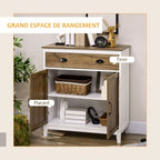 Buffet Salon, Meuble de Rangement avec 2 Portes, Tiroir, Étagère Réglable, 78,5 x 39 x 89,4 cm, Blanc et Chêne-3