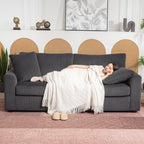 Canapé 3 places 212 cm avec 2 coussins à ressorts, tissu velours côtelé, pour salon, chambre, bureau à domicile, gris foncé-6