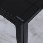Table à manger pour 4 personnes, table de cuisine avec plateau en verre trempé et pieds en métal, 120x60x75cm, noir-7