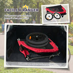 Remorque Vélo Chien 2-en-1 pour Chien Moyen avec Suspension, Pneus à Dégagement Rapide, Réflecteurs, 160x71x101cm, Rouge-5