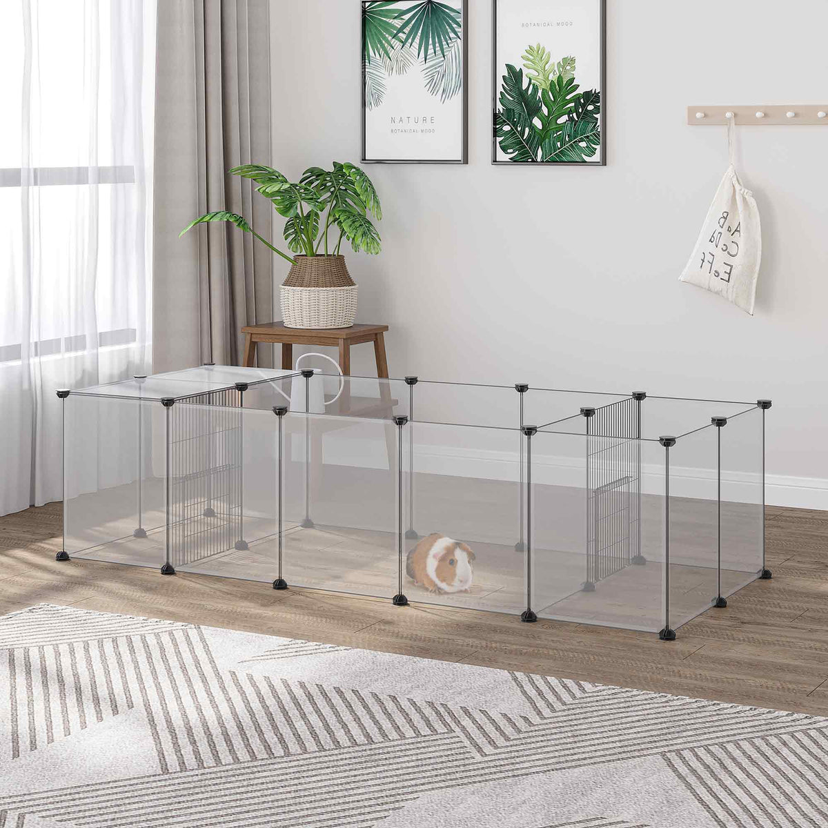 Enclos parc modulable pour petits animaux 20 panneaux pour cochons d'Inde hérisson 175 x 70 x 45 cm blanc-1