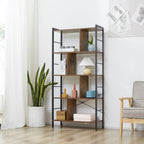 Bibliothèque étagère de rangement à 5 niveaux avec compartiments ouverts 74 x 30 x 157,5 cm brun rustique et noir-9