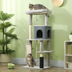 Arbre à Chat Tour de Jeux pour Chats Centre d'Activités avec Poteaux à Griffer en Sisal Niche Hauteur 132 cm Gris-1