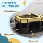 Parc pliable pour animaux de compagnie parc pour chiots en tissu Oxford avec fenêtres et portes sac de rangement jaune-4