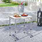Table Pliante Table de Camping Table de Jardin Hauteur réglable Aluminium MDF Blanc-8