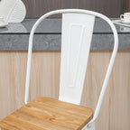 Lot de 4 tabourets de bar industriel avec dossier repose-pied hauteur assise 76 cm métal crème-6