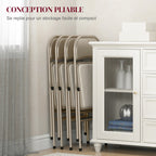 Lot de 4 chaises pliantes chaises de salle à manger portables cadre en acier dim. 45l x 46P x 78H cm beige-5