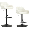 Lot de 2 tabourets de bar chaises de bar hauteur réglable tissu effet lin et base en acier 52,5 x 53 x 86,5-108 cm crème-0