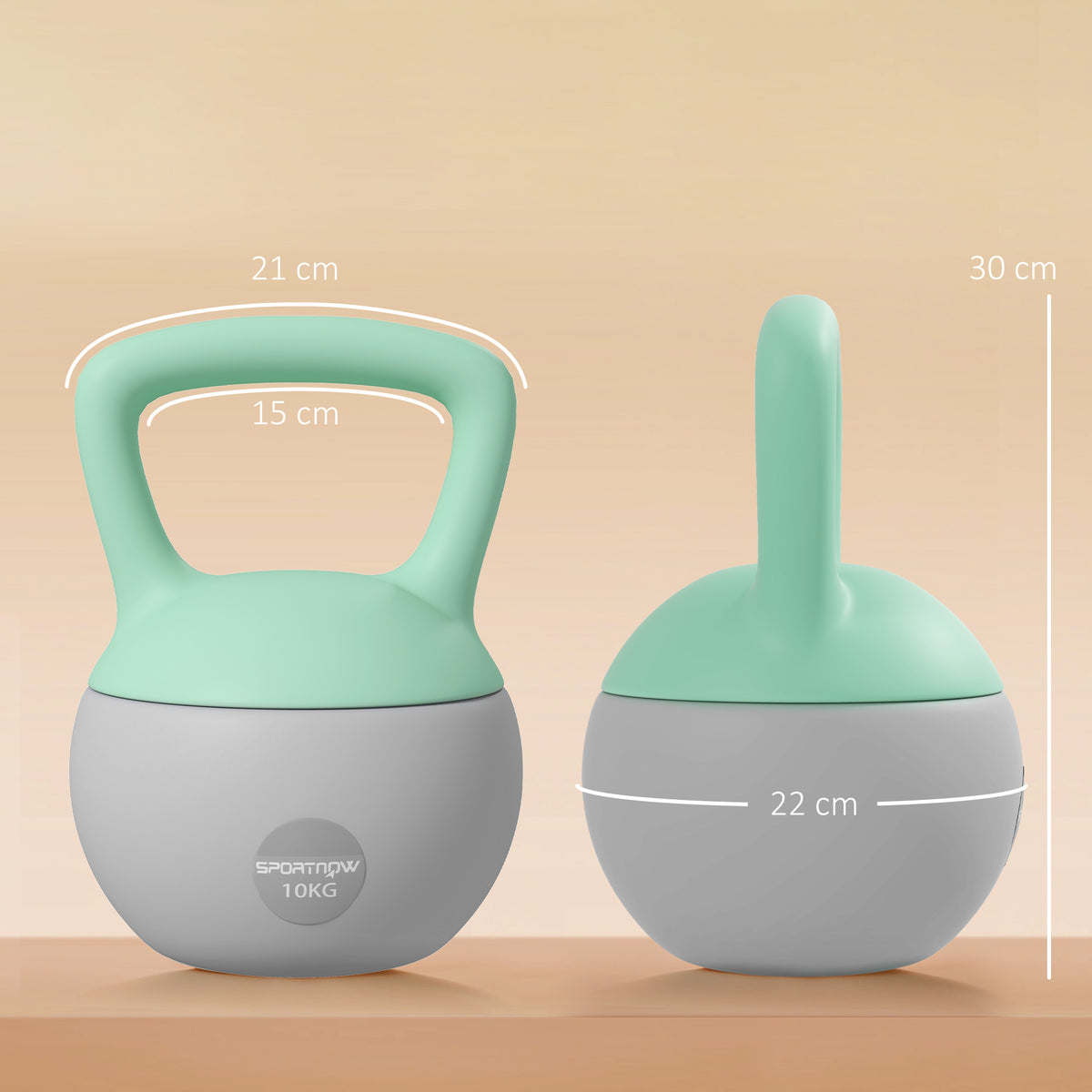 Kettlebell 10kg Haltère avec Poignée Antidérapante pour Fitness Musculation Cardio, Gris et Vert-2