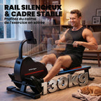 Rameur Musculation d'Appartement Bluetooth Connecté Kinomap & Zwift 16 Niveaux Résistance Silencieux 135x42x72cm Rouge-6