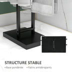 Porte-serviettes sur pied autoportant 2 niveaux en métal pour la salle de bain, dim. 50l x 18,5P x 85H cm, noir-4