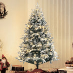 Sapin de Noël Artificiel 180 cm lumineux LED 793 Branches enneigées grand réalisme support en acier pliable Vert-8