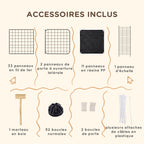 Parc enclos modulable DIY, 2 niveaux, enclos pour petits animaux, hamsters, lapins, cochon d'inde, panneaux grillagés, 45 panneaux, 175 x 105 x 70 cm, noir-7
