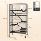 Cage pour rongeurs multifonction 4 plateformes 3 rampes 4 portes dim. 80L x 52l x 159H cm acier gris argenté noir-2