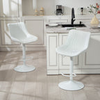 Lot de 2 tabourets de bar, chaises de bar structure en acier hauteur réglable 92-110 cm, dossier repose-pieds blanc-1