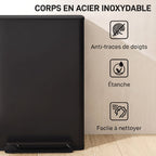Poubelle cuisine 50L, poubelle à pédale, seau intérieur amovible, couvercle à fermeture douce, 41,7x36,6x62cm, noir-5