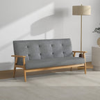 Canapé 3 places 154,5, canapé scandinave avec dossier capitonné, assise rembourrée et accoudoirs, gris-9