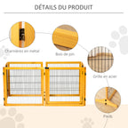 Barrière de sécurité pour chien barrière pliable à 6 panneaux avec pieds amovibles 432 x 36 x 70 cm jaune-6
