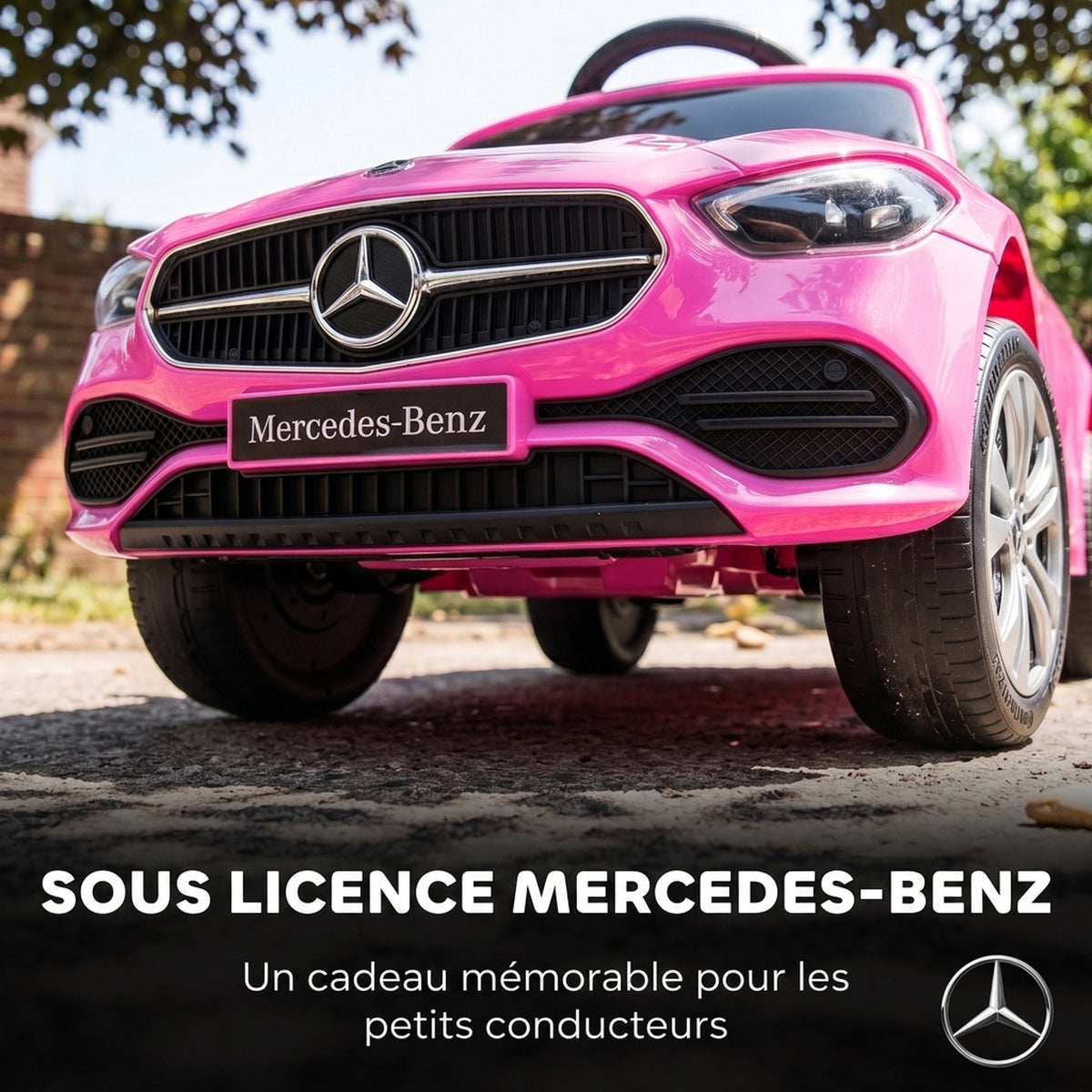 Porteur Enfants 3 en 1 Mercedes-Benz sous Licence, Garde-Corps, Espace de Rangement, Klaxon, 83x40x90cm, Rose-4