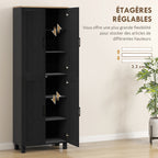 Armoire de cuisine hauteur 170 cm buffet haut avec 4 portes et étagères ajustable, design moderne, noir-4