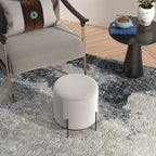 Pouf ottoman tabouret pouf repose-pied en velours pieds en acier pour salon chambre Ø 35 x 38 cm gris clair-6