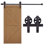 Kit de rail pour porte coulissante quincaillerie grange à porte coulissante en acier au carbone café-0