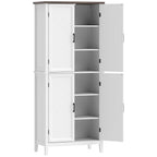 Buffet haut cuisine 6 niveaux, armoire de cuisine, 4 portes à chevrons et 4 étagères réglables, 76x40x178,5cm, blanc-0