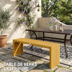 Banc de Jardin en Bois d'Acacia sans Dossier 2 Places, Assise à Lattes Effet Bois, 110x30x45cm, Bois naturel-5