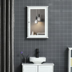 Armoire Murale de Salle de Bain avec Miroir - Armoire à Glace - Placard de Rangement Toilettes - 1 Porte, 2 étagères - Verre MDF Blanc-1