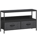 Meuble TV, meuble télé pour téléviseur jusqu'à 47 pouces avec 2 tiroirs et pieds en acier, 98 x 29 x 56 cm, gris foncé-0