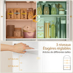 Armoire de cuisine, vaisselier vitrine avec 4 portes dont 2 en acrylique et étagères réglables, 78 x 40 x 180 cm, blanc-5