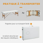 Table de massage pliante, lit de massage 2 zones, hauteur réglable, oreiller facial amovible, 186 x 60 x 61-87 cm, crème-5