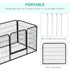 Luxe parc enclos modulable acier 4 panneaux et 1 porte pour chiens, lapins, rongeurs, petits animaux, intérieur et extérieur 125L x 70H cm noir-3