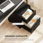 Caisson bureau mobile à 2 tiroirs, meuble rangement bureau sur roulettes pour documents suspendus format lettre, noir-3