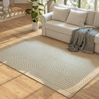 Tapis salon 230 x 160 cm, tapis à poils épais géométrique, moelleux et antidérapant, crème-9