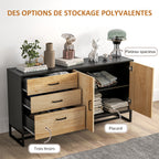 Buffet salon meuble de rangement avec 3 tiroirs et étagère réglable, pieds en acier, poignées en alliage d'aluminium-3
