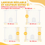 Barrière de sécurité animaux avec porte fermeture automatique système de double verrouillage, acier blanc-6