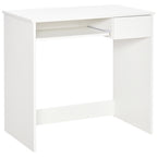 Bureau d'Ordinateur, 80 x 45 x 75 cm, Bureau avec Rangement, Plateau pour Clavier et Tiroir, Blanc-0