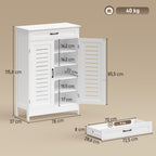 Meuble à chaussures 20 paires, armoire à chaussures avec 2 portes persiennes, tiroir et étagères réglables, blanc-2