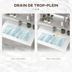 Ensemble de Meubles de Salle de Bain 4 Pièces, Mural, avec Miroir, Meuble sous Vasque, Lavabo et Armoire Haute, gris-6