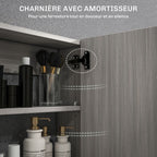Armoire murale salle de bain avec miroir, meuble salle de bain, double portes et étagères réglables, 80x15x60cm, gris-6