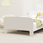 Lit enfant lit au sol enfant barrières de sécurité haut sommier à lattes et cadre robuste 143,5 x 74,2 x 54 cm blanc-8